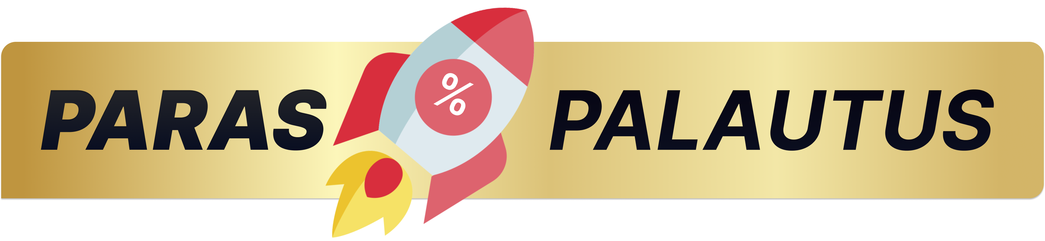Paras Palautus -sivuston logo, joka sisältää raketin kuvan ja tekstin 'PARAS PALAUTUS' keltaisella pohjalla.